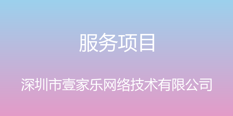 服务项目 - 深圳市壹家乐网络技术有限公司